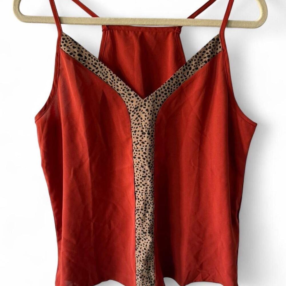 Burnt orange leopard print cami
